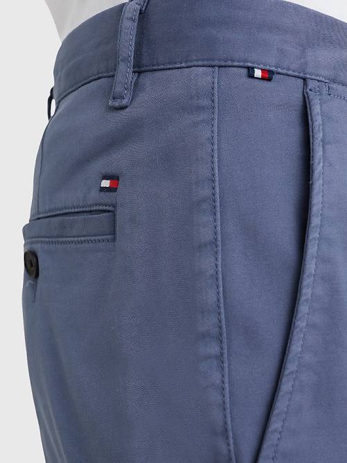 Blue Tommy Hilfiger Bleecker Satin Slim Fit Chinos Men's Pants | TH631NCA