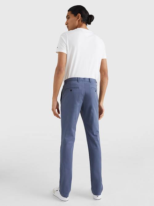 Blue Tommy Hilfiger Bleecker Satin Slim Fit Chinos Men's Pants | TH631NCA