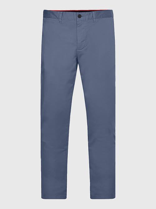 Blue Tommy Hilfiger Bleecker Satin Slim Fit Chinos Men's Pants | TH631NCA