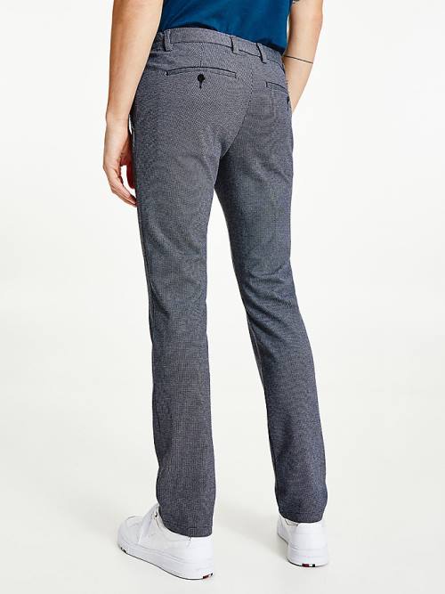 Blue Tommy Hilfiger Bleecker Slim Puppytooth Check Men's Pants | TH107MRS