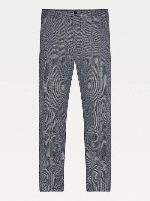 Blue Tommy Hilfiger Bleecker Slim Puppytooth Check Men's Pants | TH107MRS