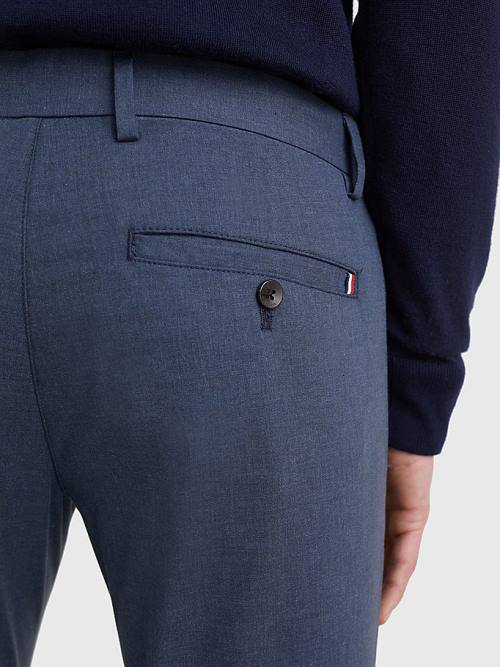 Blue Tommy Hilfiger Bleecker Wool Look Slim Fit Men's Pants | TH273FJP