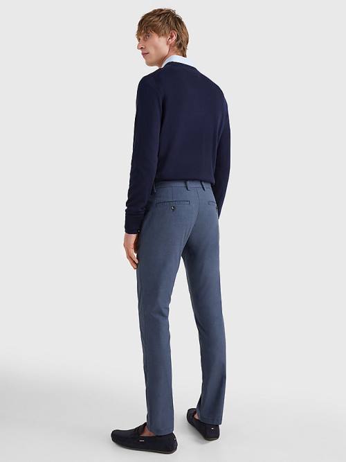 Blue Tommy Hilfiger Bleecker Wool Look Slim Fit Men's Pants | TH273FJP