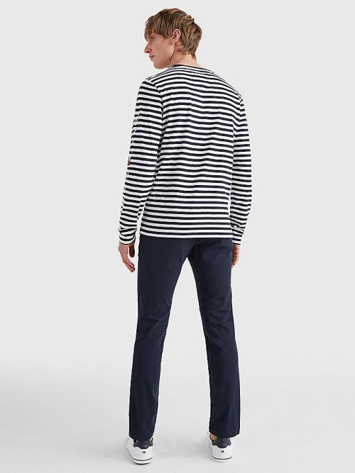 Blue Tommy Hilfiger Breton Stripe Long Sleeve Men's T Shirts | TH873BPX