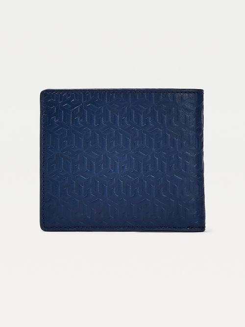 Blue Tommy Hilfiger Business Monogram Extra Cards Coin Men's Wallets | TH172IBJ