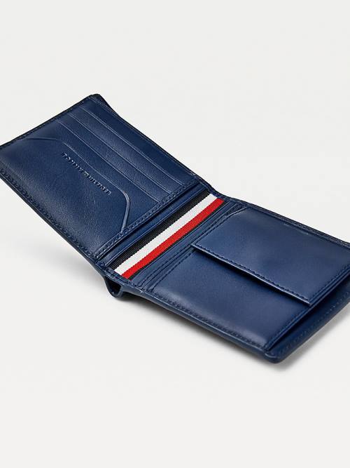 Blue Tommy Hilfiger Business Monogram Extra Cards Coin Men's Wallets | TH172IBJ