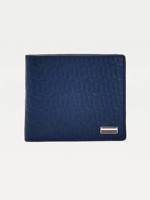 Blue Tommy Hilfiger Business Monogram Extra Cards Coin Men\'s Wallets | TH172IBJ