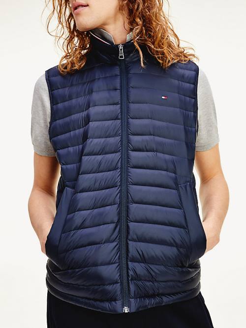 Blue Tommy Hilfiger CORE PACKABLE DOWN VEST Men's Coats | TH180CHB