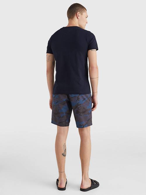 Blue Tommy Hilfiger Camo Graphic Logo Men's T Shirts | TH198WMS