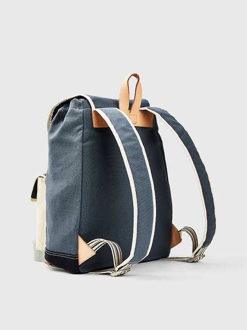 Blue Tommy Hilfiger Canvas Flap Backpack Men's Bags | TH206MWU