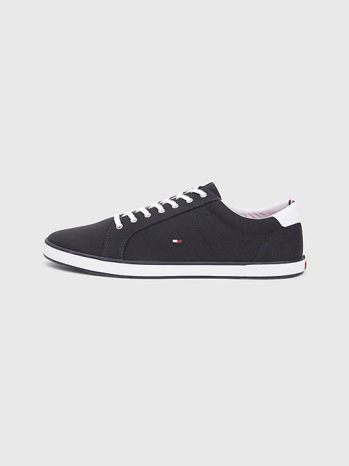 Blue Tommy Hilfiger Canvas Lace Up Men's Sneakers | TH476JQA