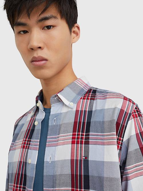 Blue Tommy Hilfiger Check Regular Fit Men's Shirts | TH278ILM