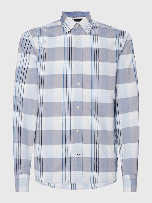 Blue Tommy Hilfiger Check Regular Fit Men\'s Shirts | TH637NRK