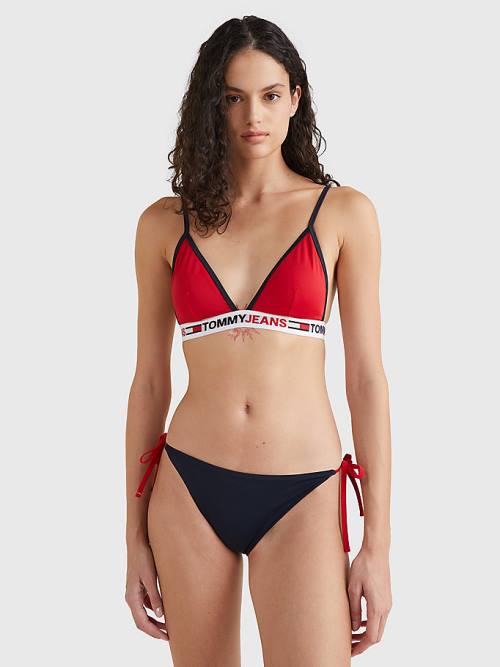 Blue Tommy Hilfiger Cheeky Side Tie Bikini Bottoms Women's Swimwear | TH692KQG