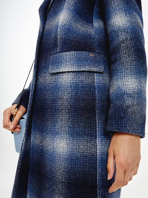 Blue Tommy Hilfiger Classic Shadow Check Women's Coats | TH132JYM