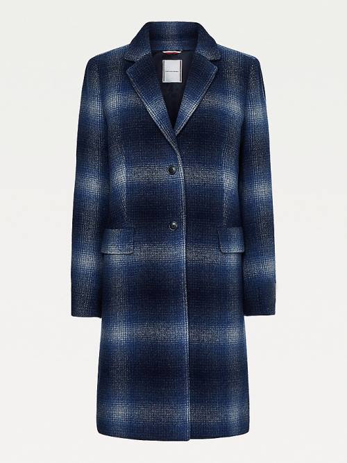 Blue Tommy Hilfiger Classic Shadow Check Women's Coats | TH132JYM