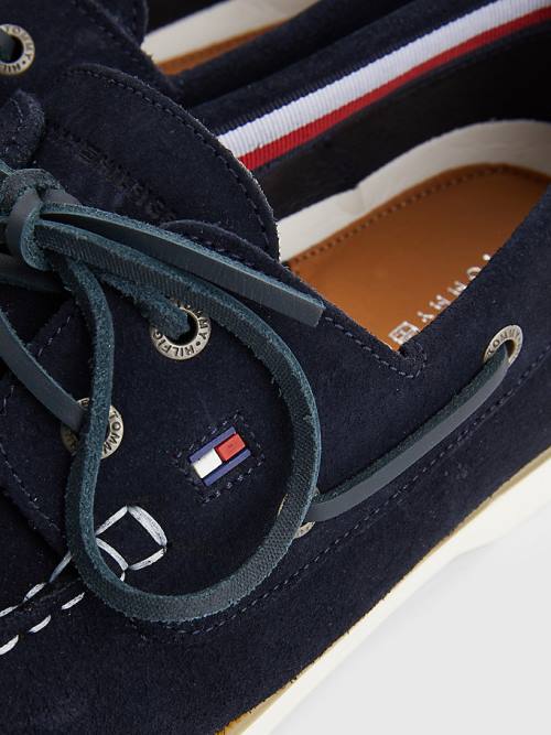 Blue Tommy Hilfiger Classic Suede Boat Men's Casual Shoes | TH835FAQ