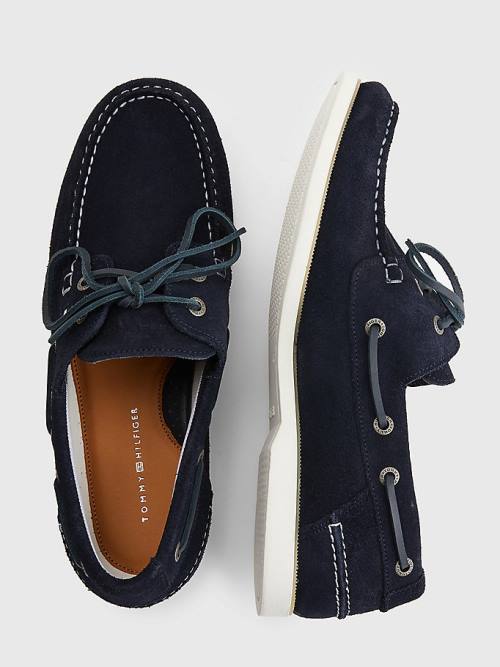 Blue Tommy Hilfiger Classic Suede Boat Men's Casual Shoes | TH835FAQ