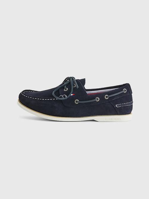 Blue Tommy Hilfiger Classic Suede Boat Men's Casual Shoes | TH835FAQ