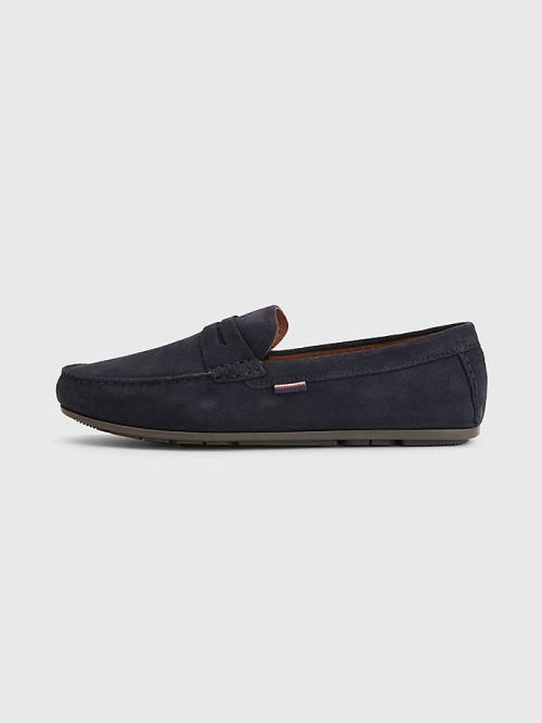 Blue Tommy Hilfiger Classic Suede Driving Men's Casual Shoes | TH823QLW