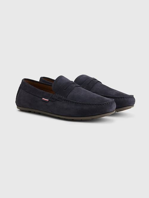 Blue Tommy Hilfiger Classic Suede Driving Men\'s Casual Shoes | TH823QLW