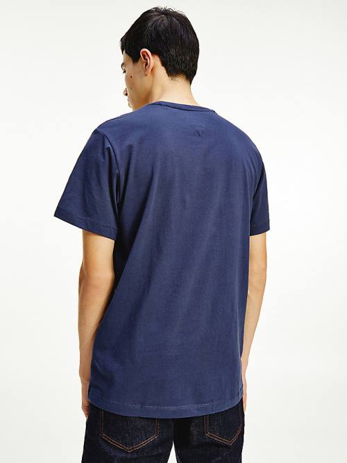 Blue Tommy Hilfiger Classics Organic Cotton Men's T Shirts | TH068OXJ