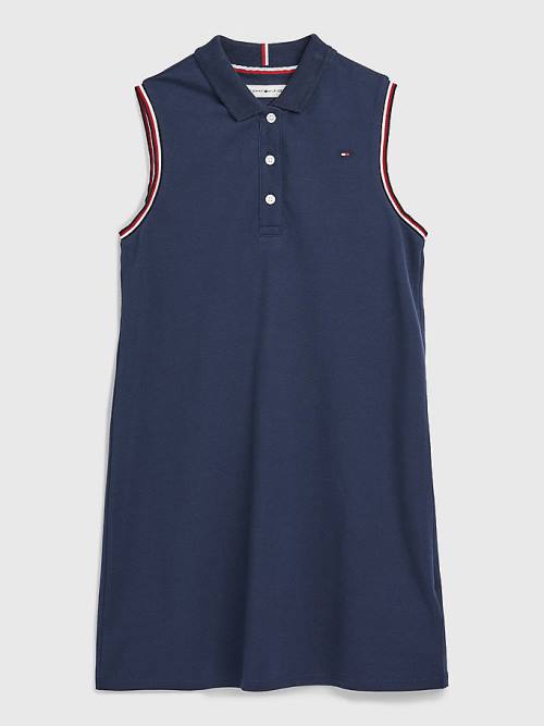 Blue Tommy Hilfiger Classics Sleeveless Polo Girls\' Dress | TH286TUS