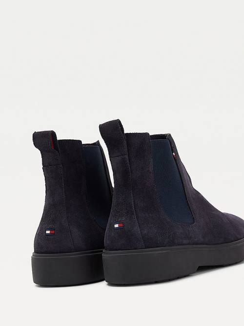 Blue Tommy Hilfiger Classics Suede Chelsea Men's Boots | TH031WGJ