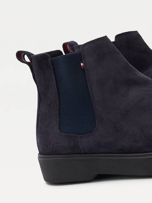 Blue Tommy Hilfiger Classics Suede Chelsea Men's Boots | TH031WGJ