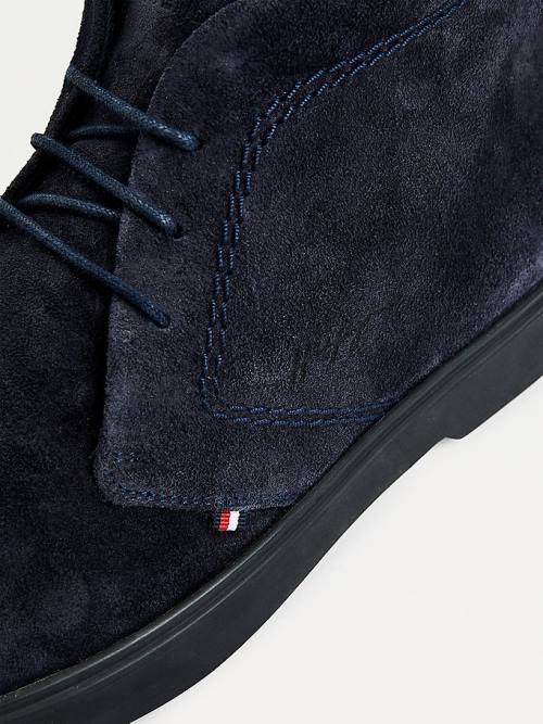 Blue Tommy Hilfiger Classics Suede Lace-Up Ankle Men's Boots | TH152YXA