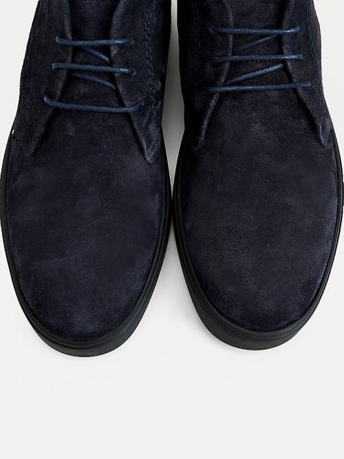 Blue Tommy Hilfiger Classics Suede Lace-Up Ankle Men's Boots | TH152YXA