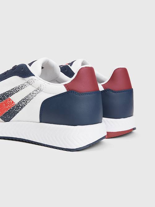 Blue Tommy Hilfiger Cleat Mixed Texture Flag Men's Sneakers | TH081DBQ