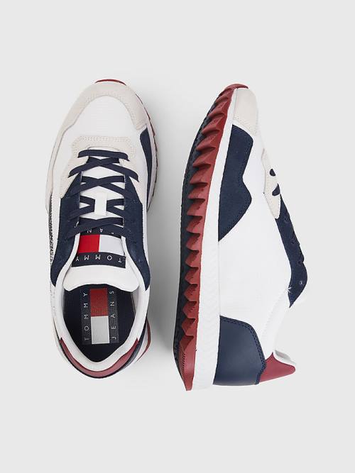 Blue Tommy Hilfiger Cleat Mixed Texture Flag Men's Sneakers | TH081DBQ