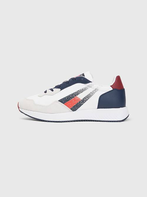 Blue Tommy Hilfiger Cleat Mixed Texture Flag Men's Sneakers | TH081DBQ