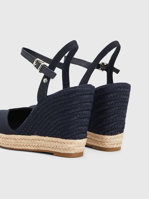 Blue Tommy Hilfiger Closed Toe High Wedge Espadrille Women's Sandals | TH107PVE