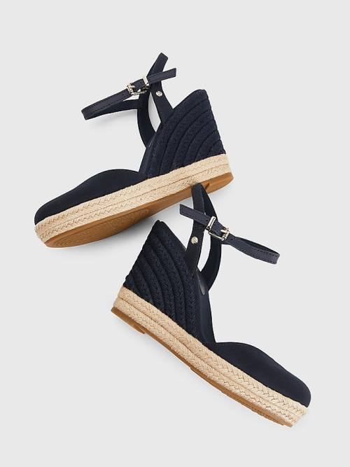 Blue Tommy Hilfiger Closed Toe High Wedge Espadrille Women's Sandals | TH107PVE