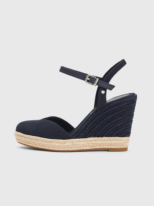 Blue Tommy Hilfiger Closed Toe High Wedge Espadrille Women's Sandals | TH107PVE