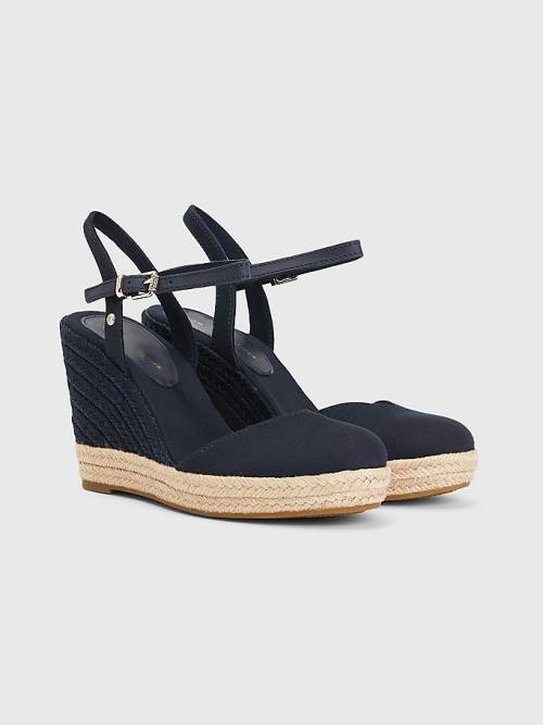 Blue Tommy Hilfiger Closed Toe High Wedge Espadrille Women\'s Sandals | TH107PVE