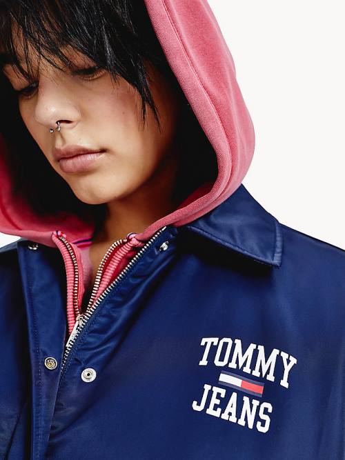 Blue Tommy Hilfiger College Recycled Coach Women's Jackets | TH723BIF