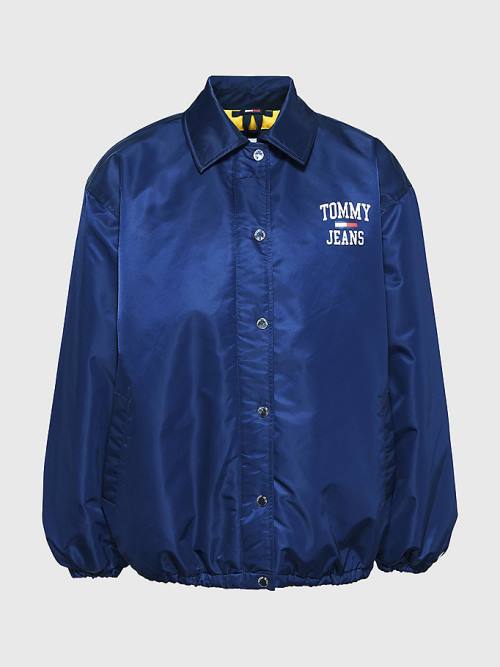 Blue Tommy Hilfiger College Recycled Coach Women's Jackets | TH723BIF