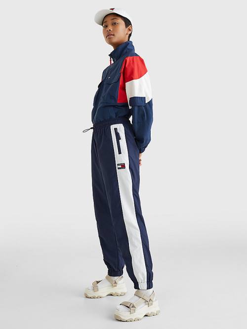 Blue Tommy Hilfiger Colour-Blocked Archive Wind Women's Pants | TH204QRY