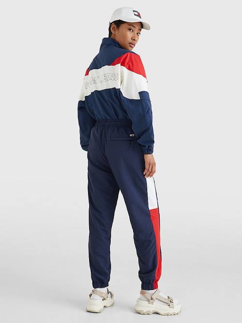 Blue Tommy Hilfiger Colour-Blocked Archive Wind Women's Pants | TH204QRY