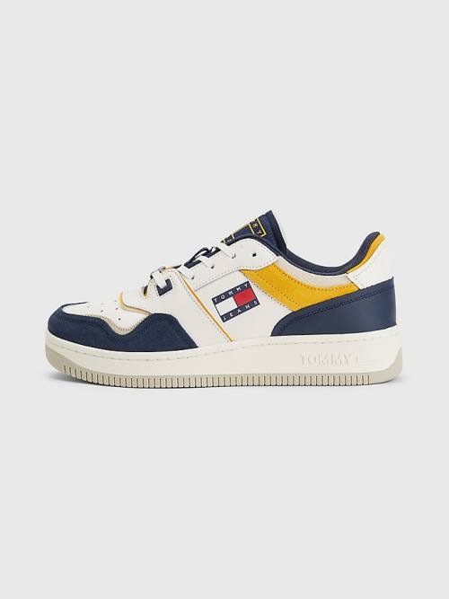 Blue Tommy Hilfiger Colour-Blocked Basket Men's Sneakers | TH208OZX