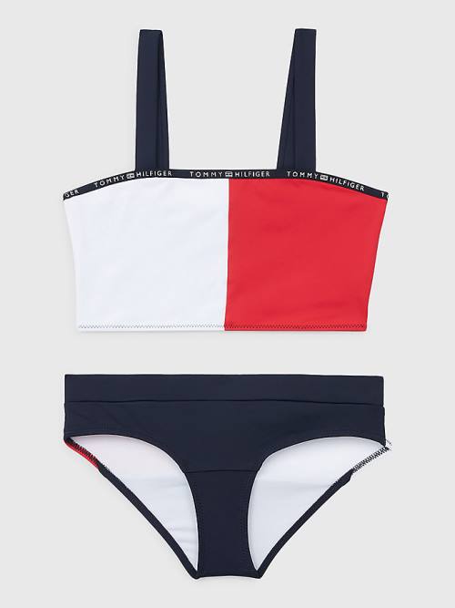 Blue Tommy Hilfiger Colour-Blocked Bikini Bralette Set Girls\' Swimwear | TH452MVD