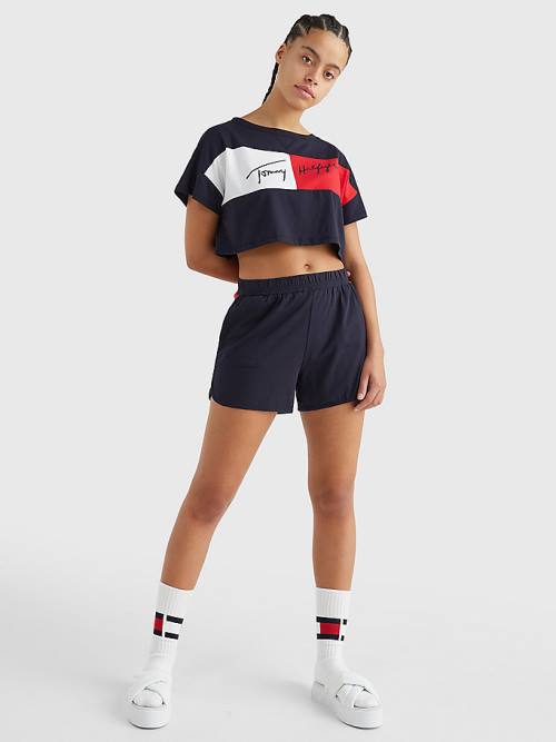 Blue Tommy Hilfiger Colour-Blocked Cropped Women's Swimwear | TH078QEZ