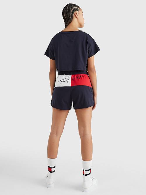 Blue Tommy Hilfiger Colour-Blocked Cropped Women's Swimwear | TH078QEZ