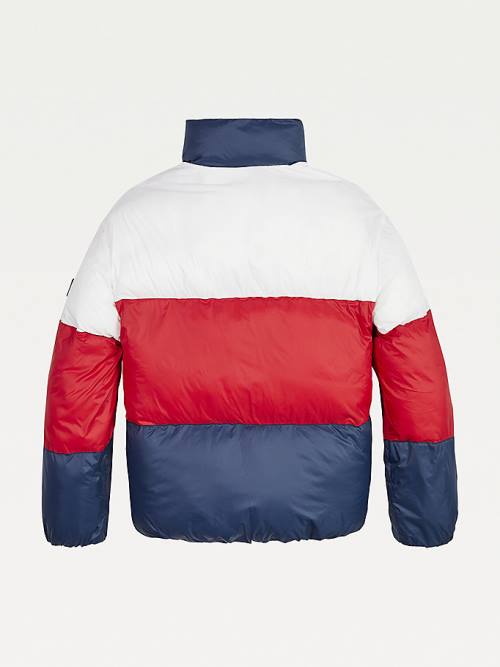 Blue Tommy Hilfiger Colour-Blocked Down Puffer Girls' Jackets | TH942KWP