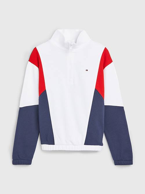 Blue Tommy Hilfiger Colour-Blocked Half Zip Girls\' Sweatshirts | TH310XTM