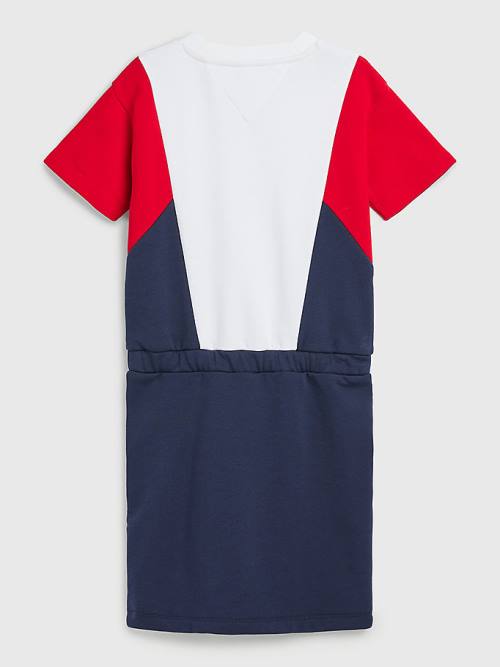 Blue Tommy Hilfiger Colour-Blocked Knit Girls' Dress | TH803MTA