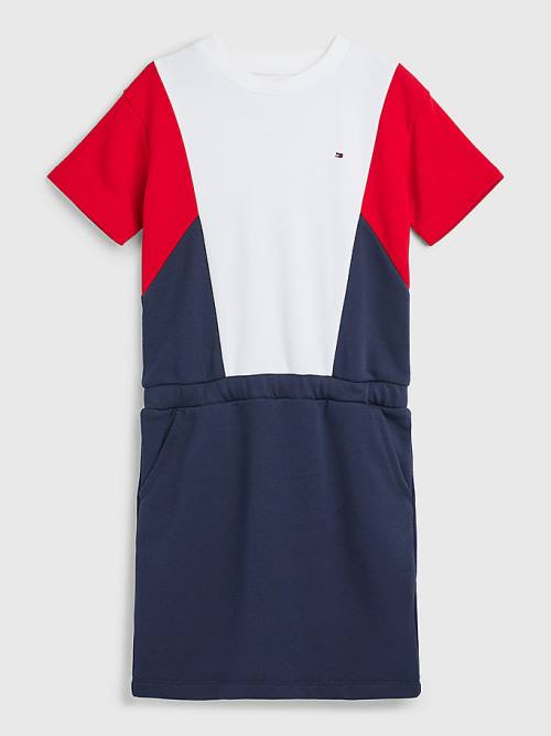 Blue Tommy Hilfiger Colour-Blocked Knit Girls\' Dress | TH803MTA